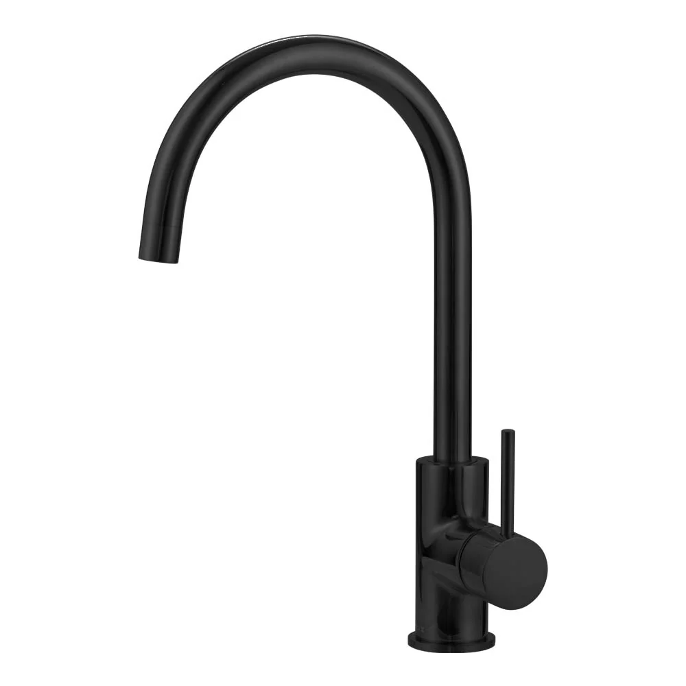 Mixx Anise Round Gooseneck Sink Mixer - Matt Black