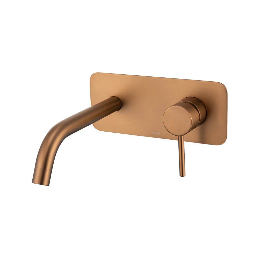 Mixx Anise Wall Plate Mixer With 210mm Spout - Brushed Bronze