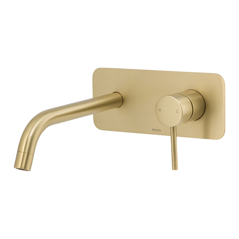 Mixx Anise Wall Plate Mixer With 210mm Spout - Brushed Gold