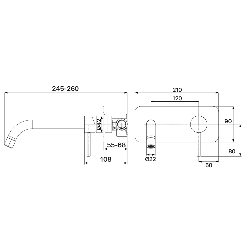 Mixx Anise Wall Plate Mixer With 250mm Spout - Chrome - Image 2