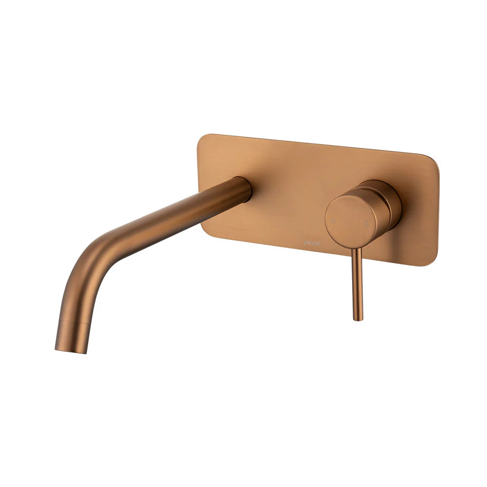 Mixx Anise Wall Plate Mixer With 250mm Spout Trim Kit - Brushed Bronze