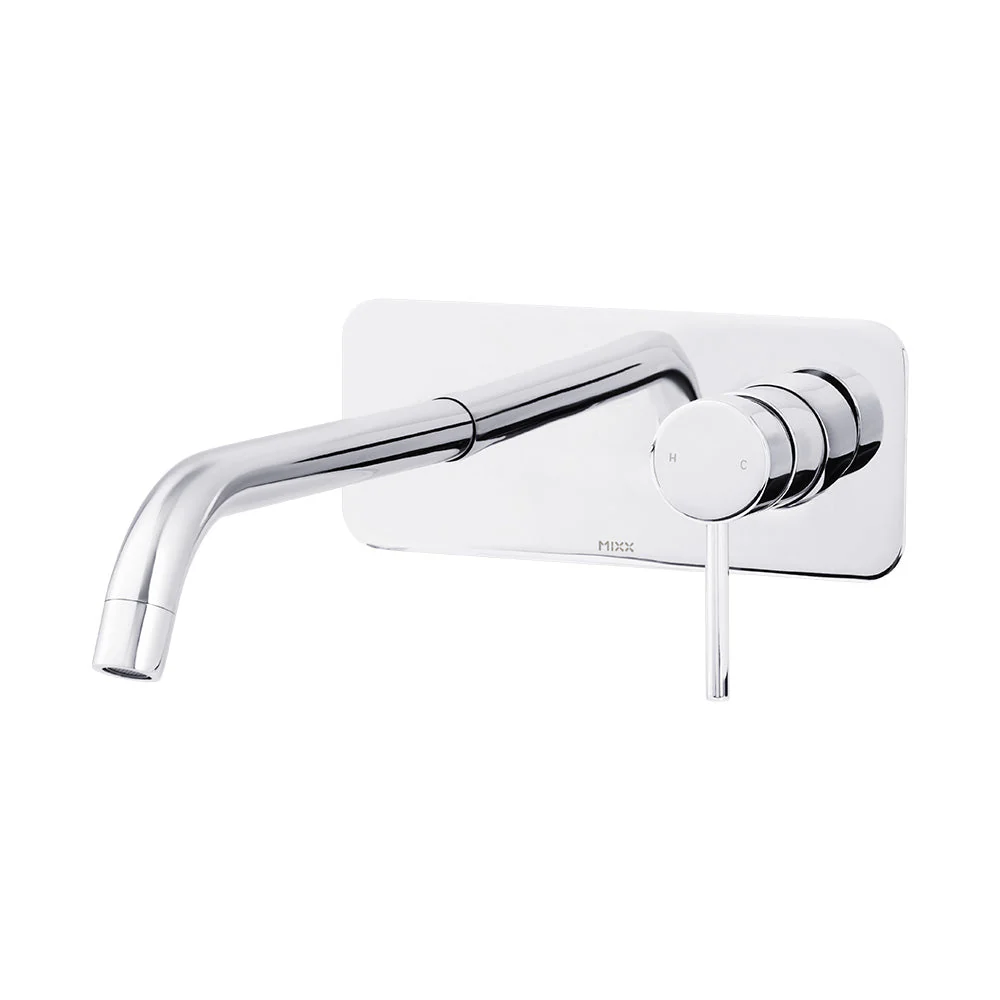 Mixx Anise Wall Plate Mixer With 250mm Spout Trim Kit - Chrome