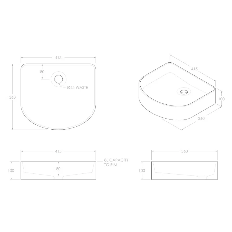 ADP Arch Smooth 415mm Above Counter Basin - Matte White - Image 2