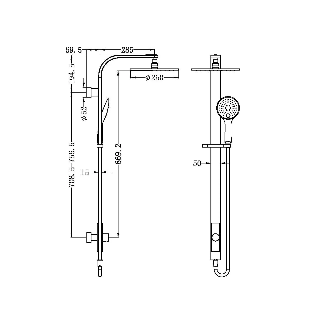 Nero Astra Rain Round Twin Shower Single Hose - Chrome - Image 4