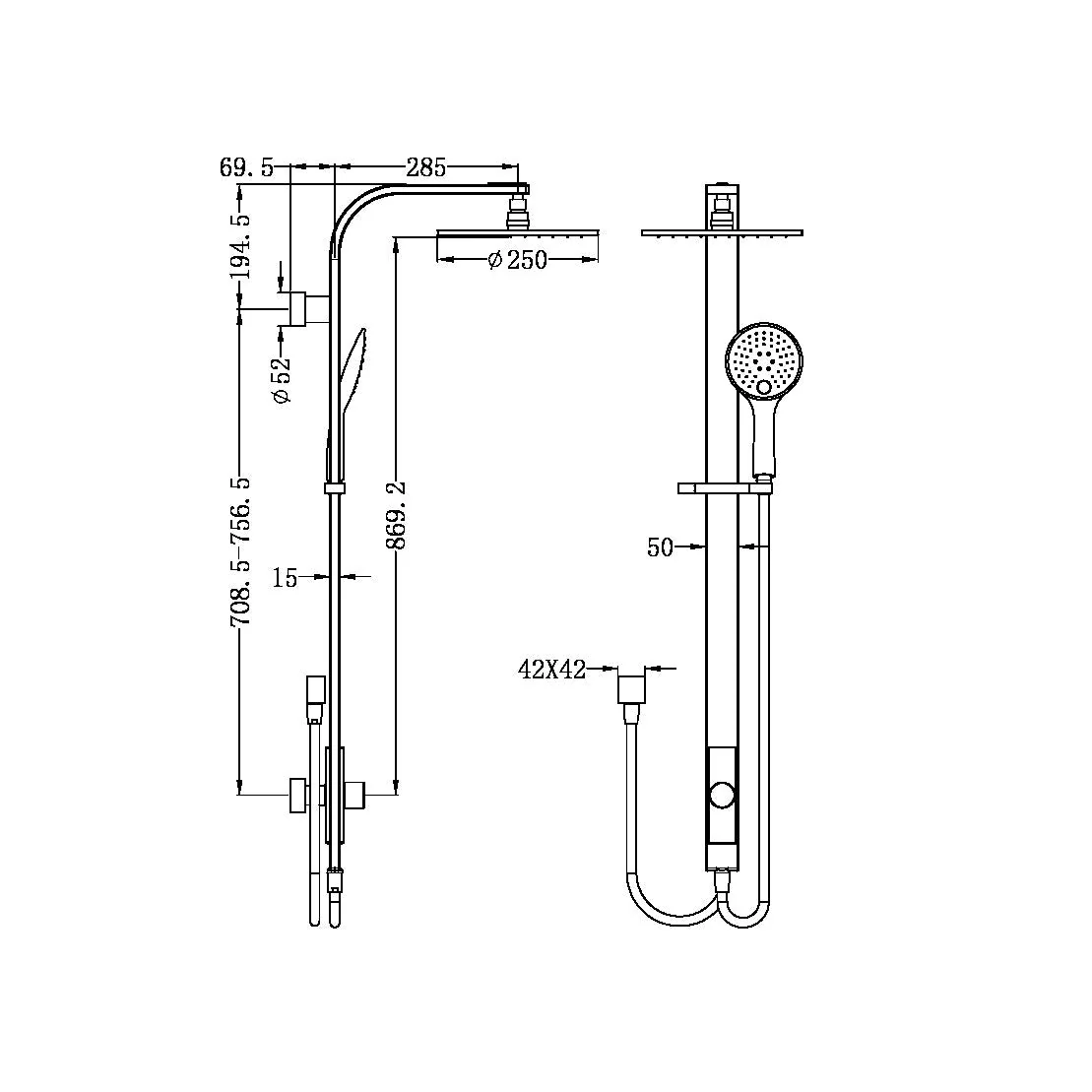 Nero Astra Rain Round Twin Shower Double Hose - Black Matte - Image 4
