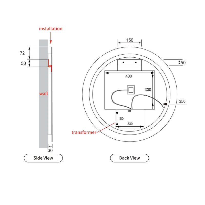 Aulic Windsor 700mm LED Mirror with Touch-Free Sensor - Image 7