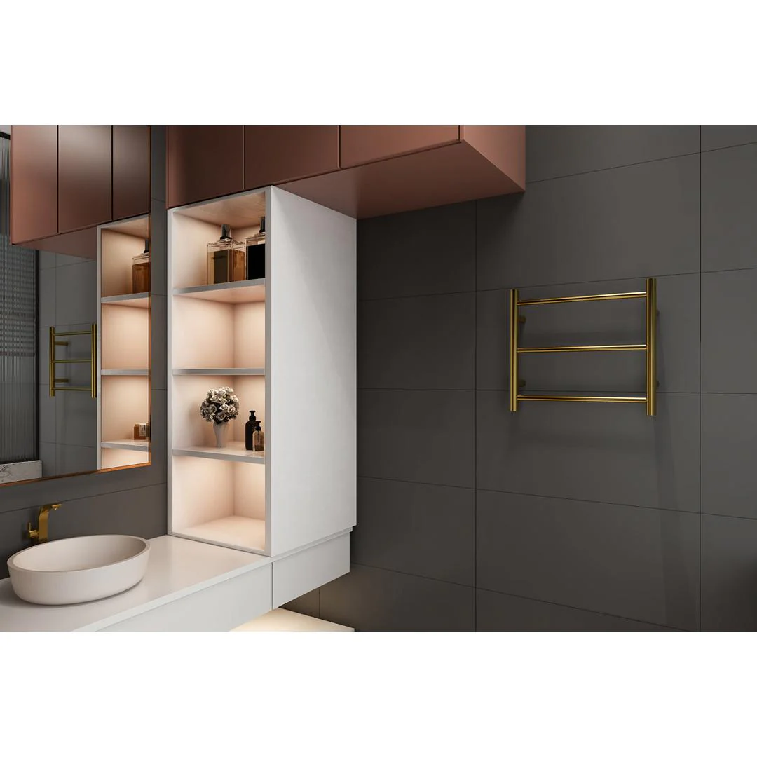 Linsol Avid 3 Bar Heated Towel Rail - Brushed Brass - Image 3