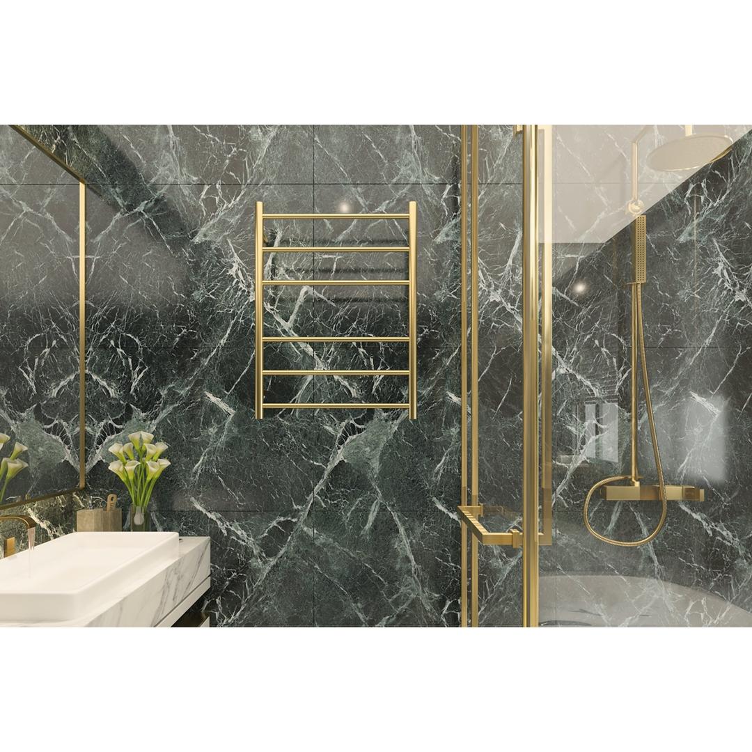 Linsol Avid 6 Bar Heated Towel Rail - Brushed Brass - Image 3