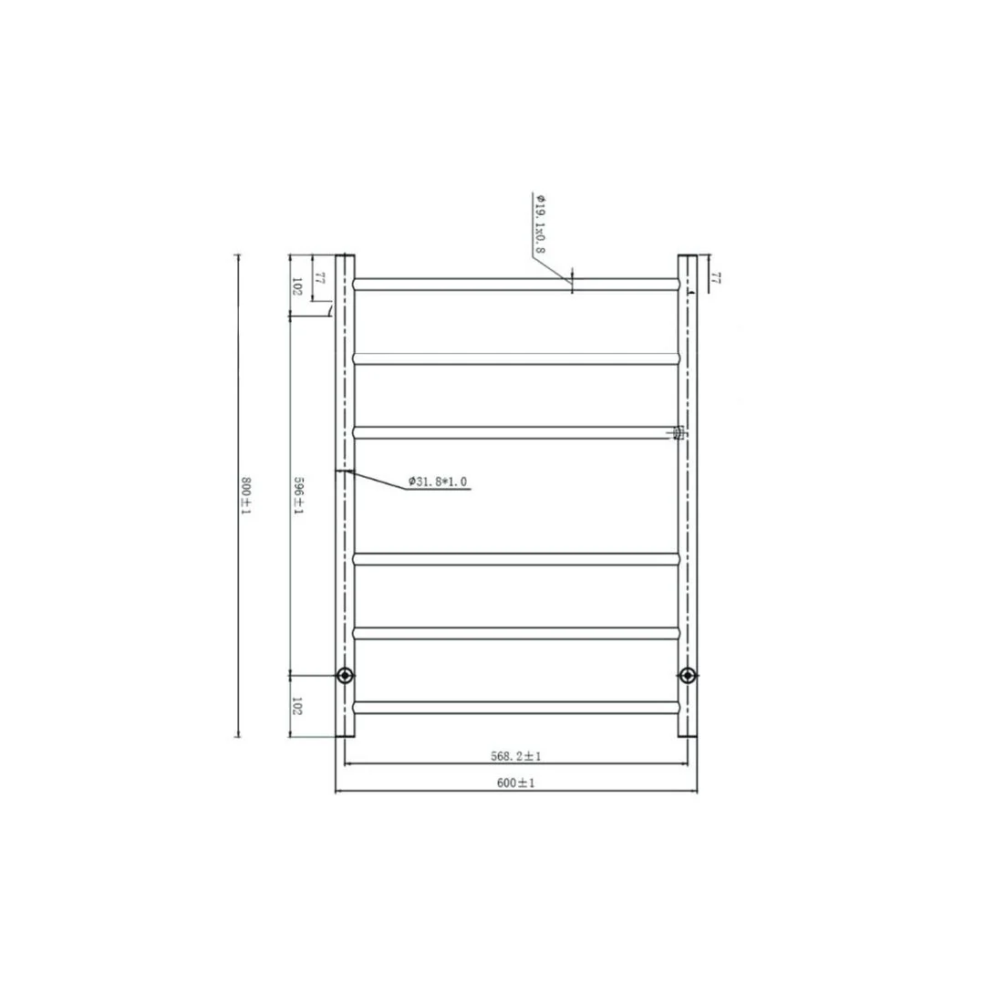 Linsol Avid 6 Bar Heated Towel Rail - Brushed Brass - Image 4