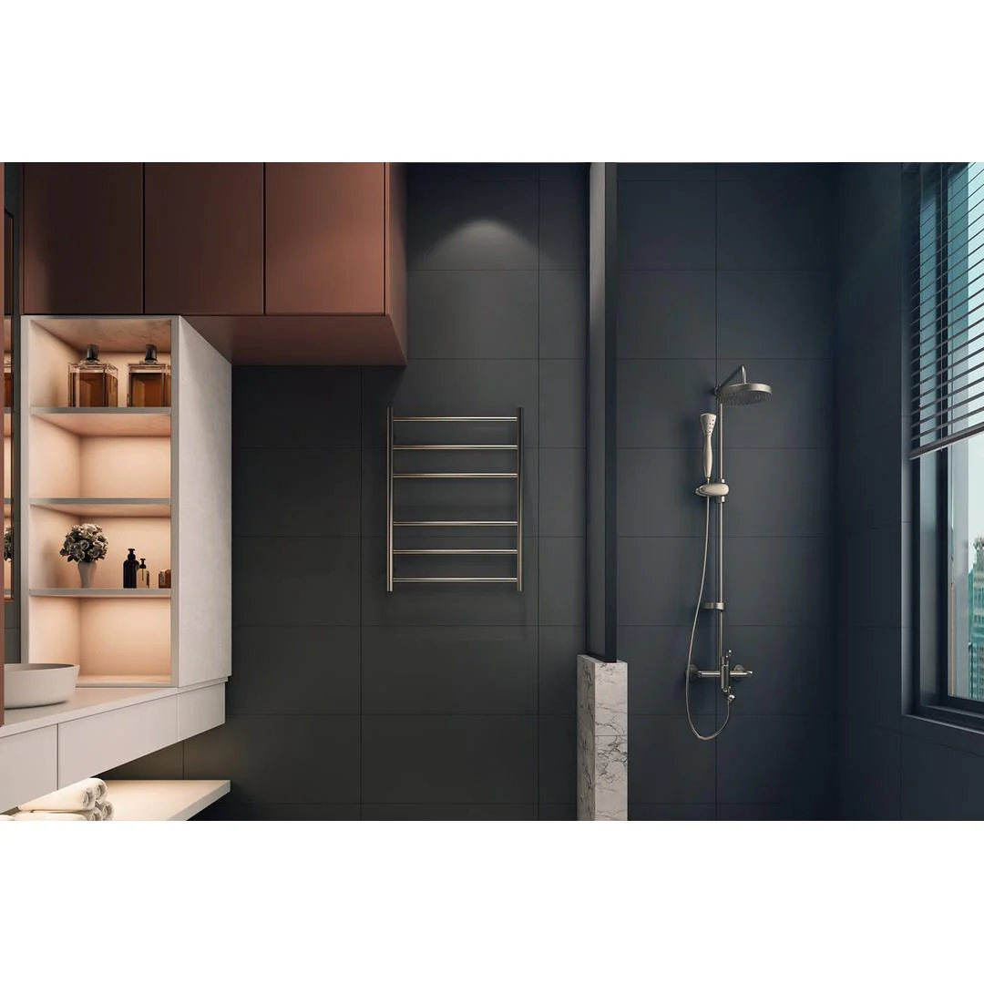 Linsol Avid 6 Bar Heated Towel Rail - Brushed Nickel - Image 3