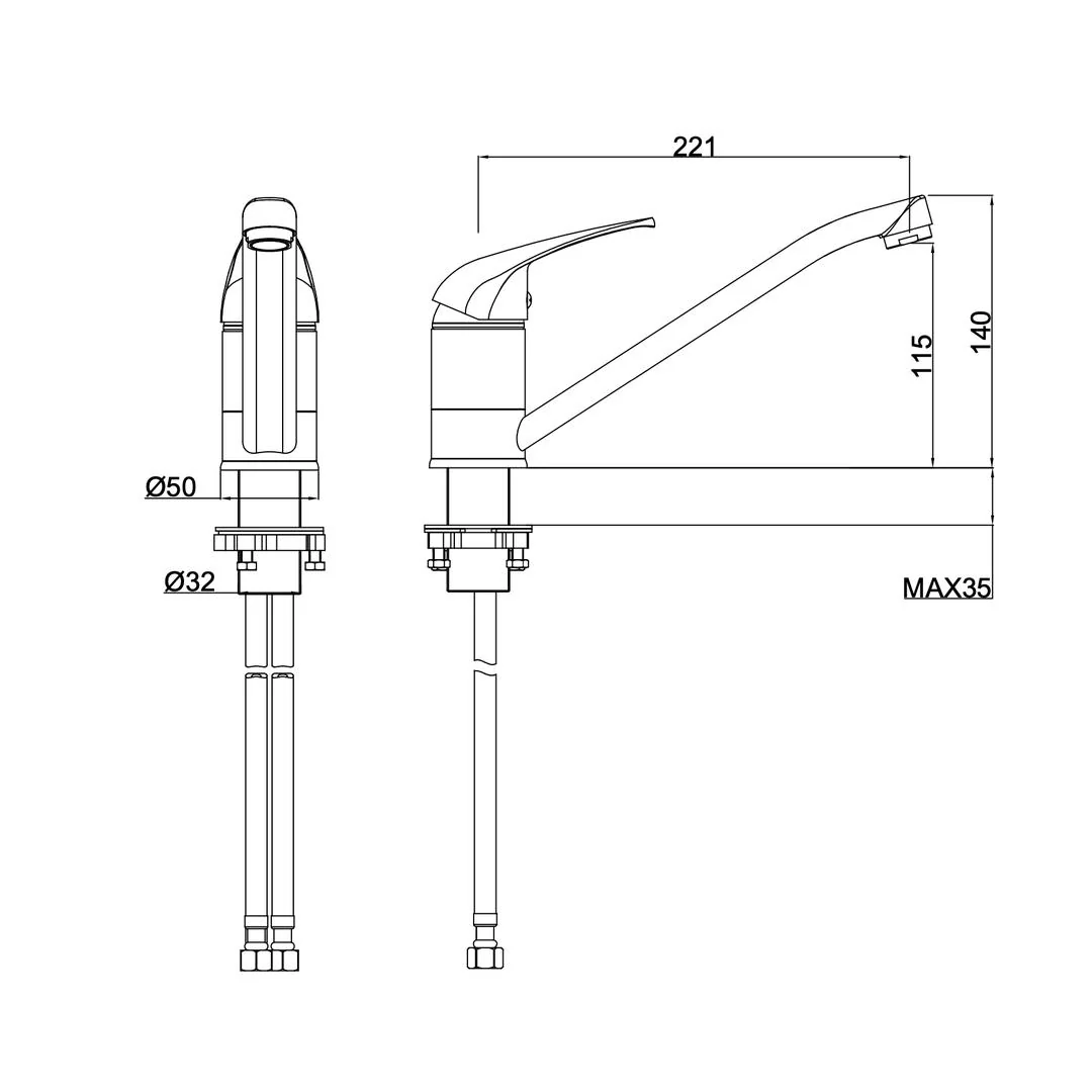 Linsol Banjo S2 Solid Handle Sink Mixer - Image 3