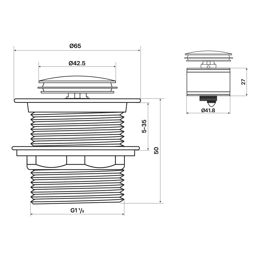 Mixx Bath Pop Up Waste 40mm With Pullout Centre - Brushed Bronze - Image 2