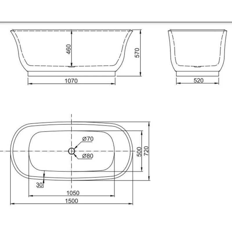 Belbagno Baden Freestanding Bath Tub - Image 3