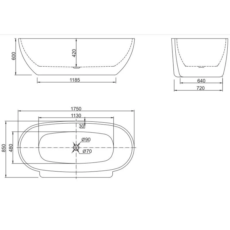 Belbagno Palermo Back to Wall Bath Tub - Image 8