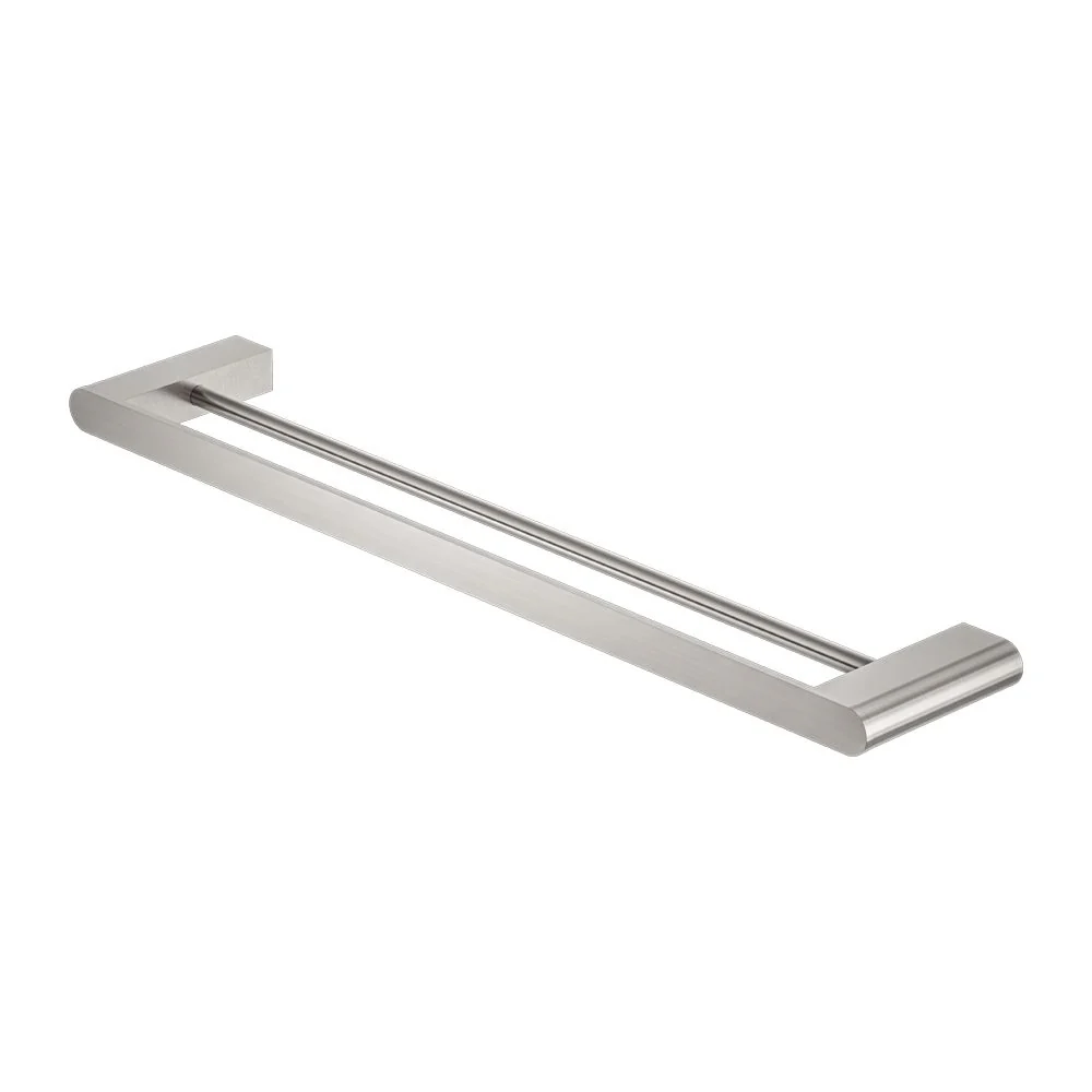 Nero Bianca Double Towel Rail - Brushed Nickel