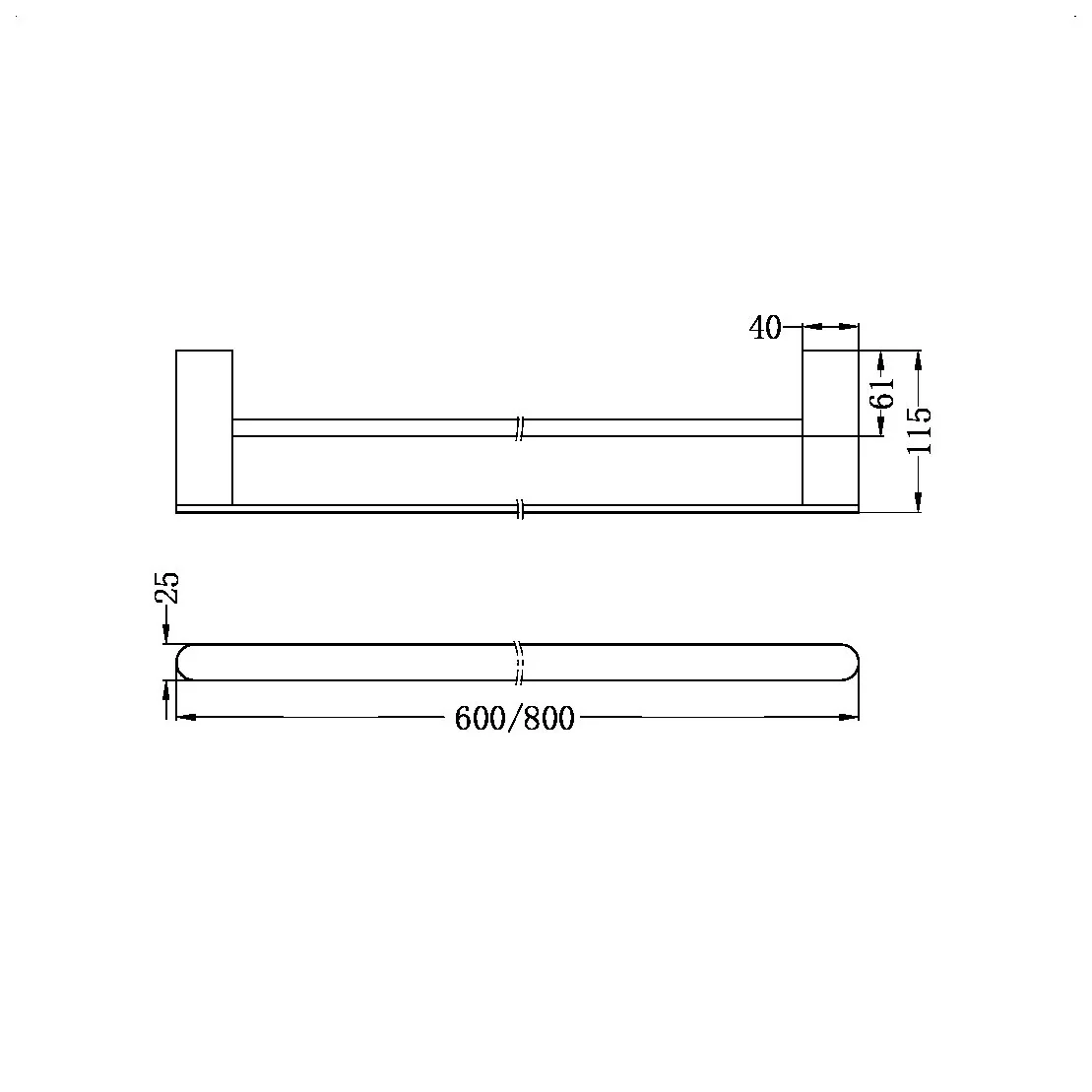 Nero Bianca Double Towel Rail - Chrome - Image 2