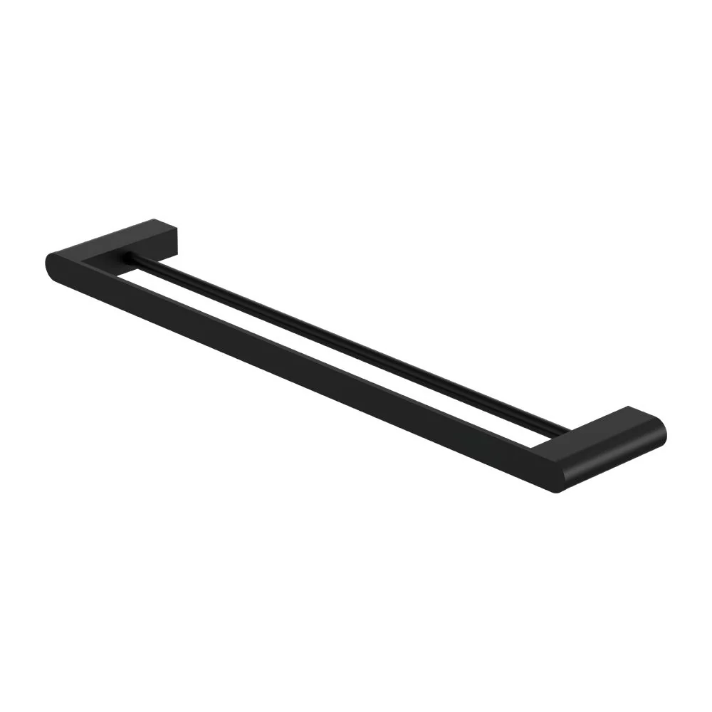 Nero Bianca Double Towel Rail - Black Matte