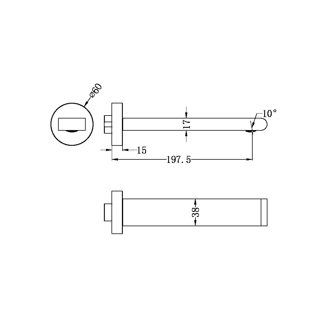 Nero Bianca Fixed Basin/Bath Spout 200mm - Brushed Nickel - Image 4