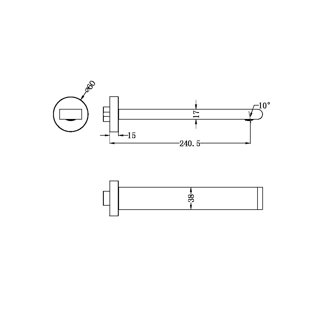 Nero Bianca Fixed Basin/Bath Spout 240mm - Chrome - Image 4