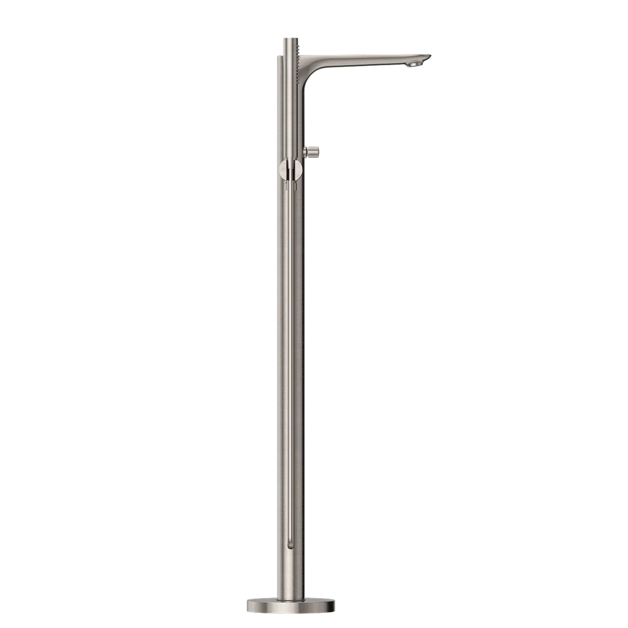 Nero Bianca Freestanding Bath Mixer With Hand Shower - Brushed Nickel - Image 2