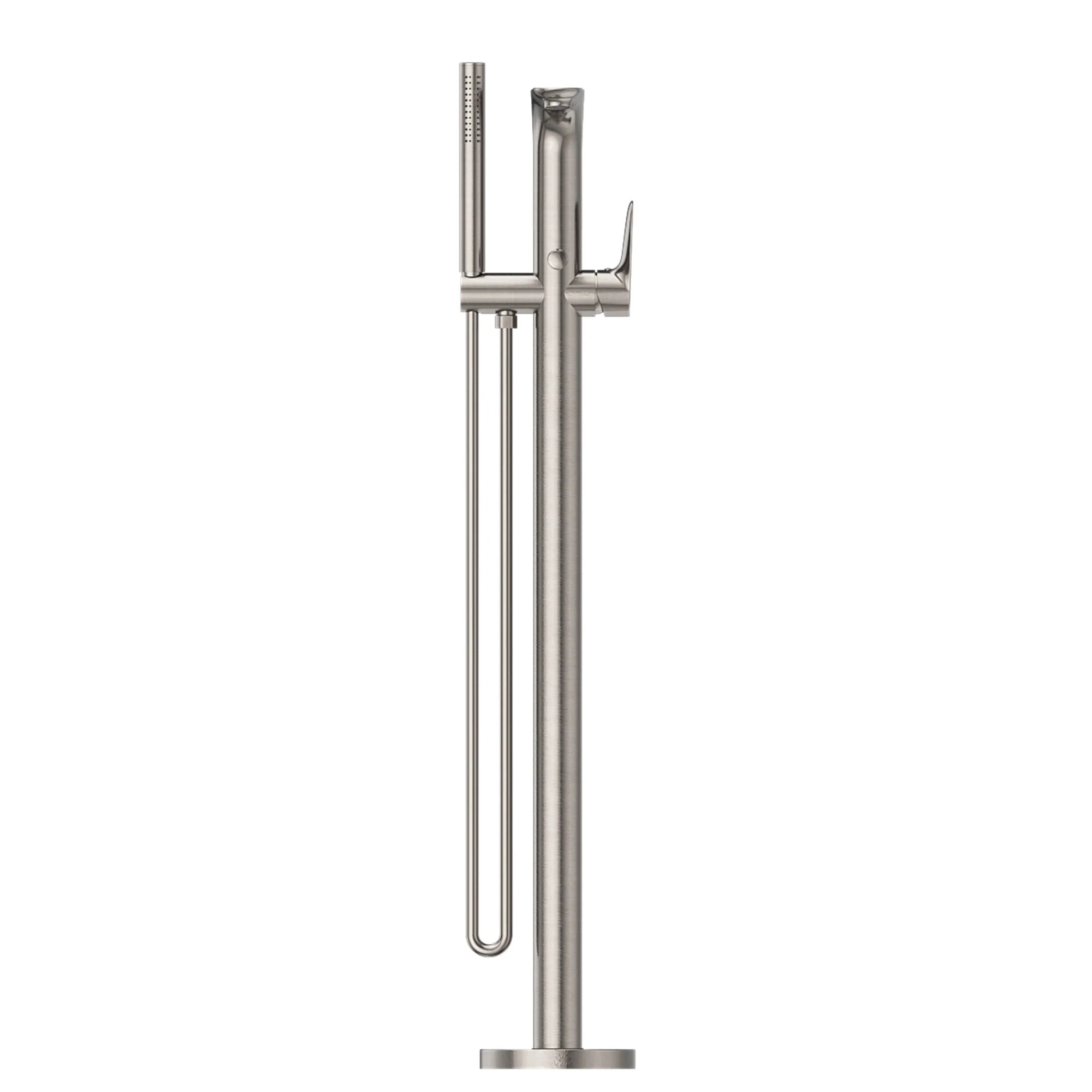 Nero Bianca Freestanding Bath Mixer With Hand Shower - Brushed Nickel - Image 3