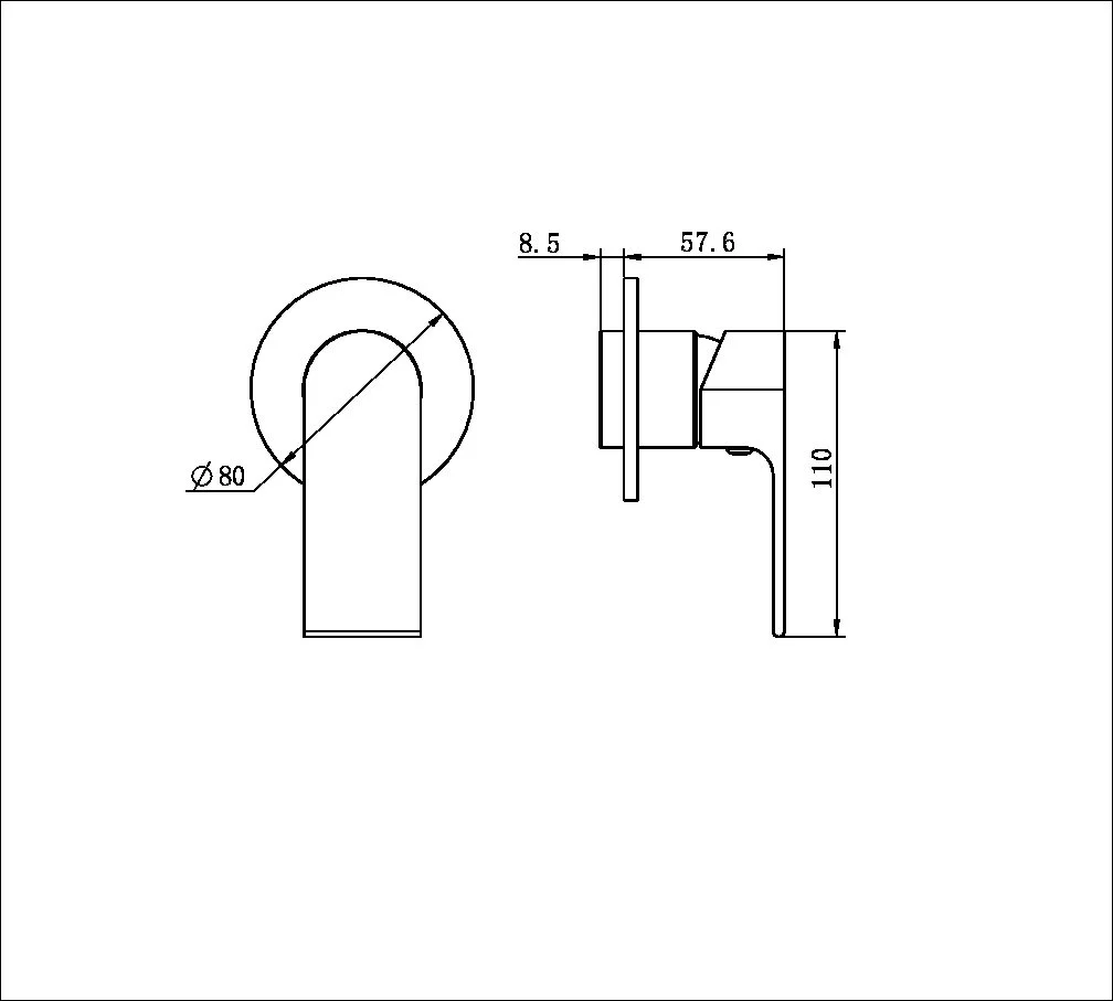 Nero Bianca Shower Mixer 80mm Plate (Trim Kit Only) - Black Matte - Image 2