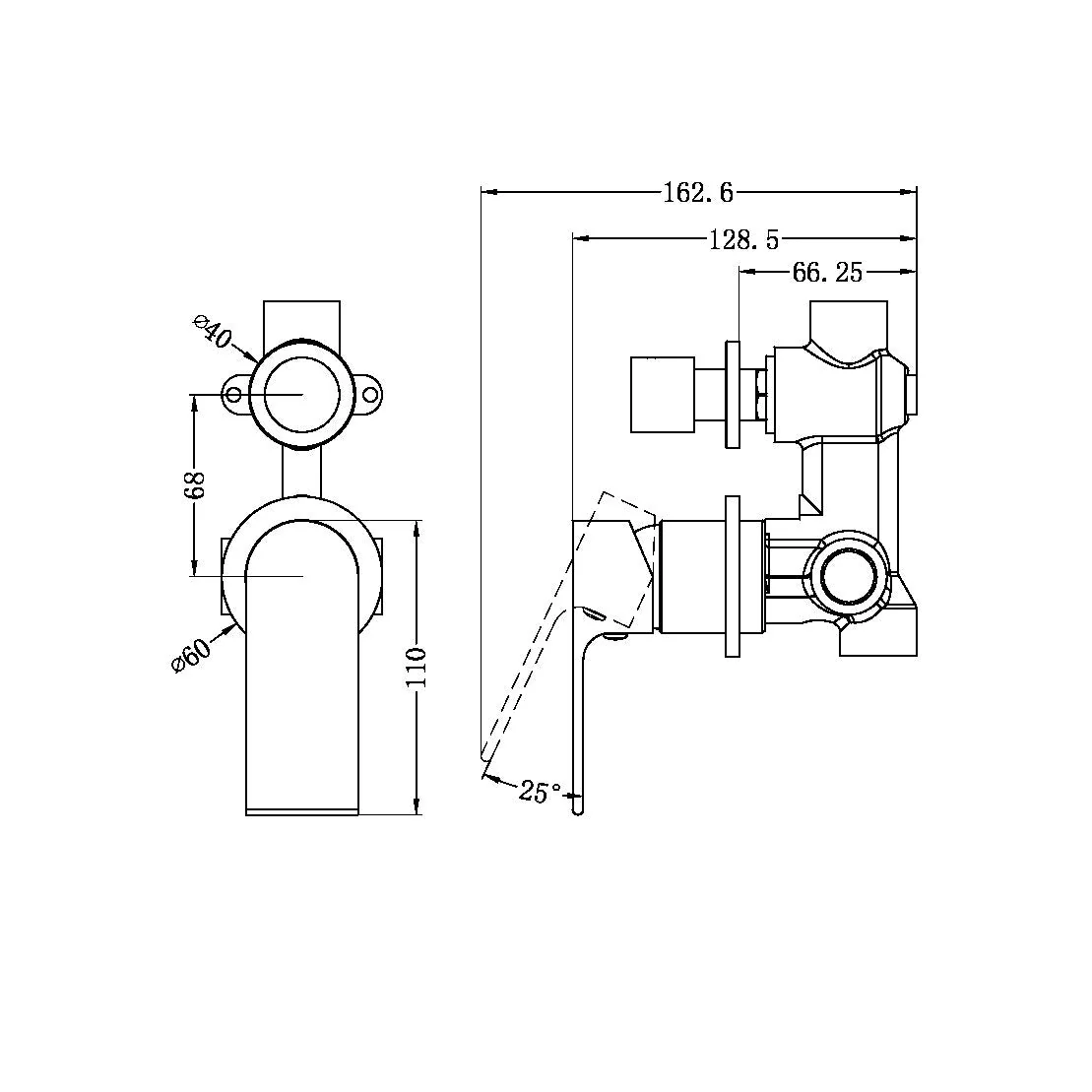 Nero Bianca Shower Mixer With Diverter Separate Back Plate - Brushed Gold - Image 4