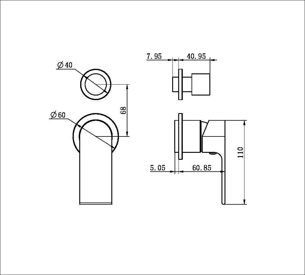 Nero Bianca Shower Mixer With Diverter Separate Back Plate (Trim Kit Only) - Chrome - Image 2