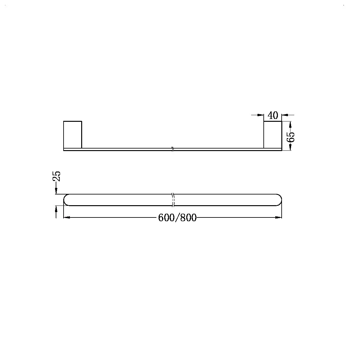 Nero Bianca Single Towel Rail - Black Matte - Image 2