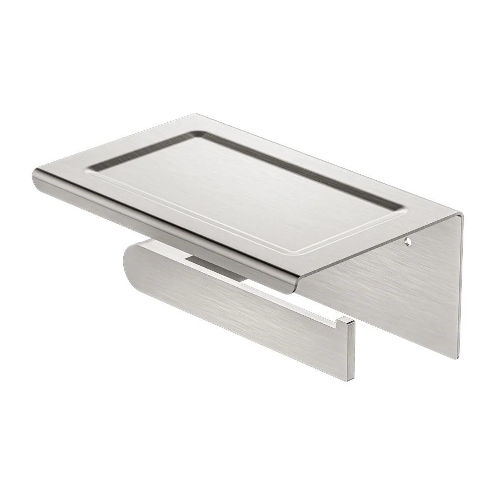 Nero Bianca Toilet Roll Holder With Phone Holder - Brushed Nickel