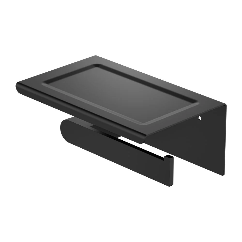 Nero Bianca Toilet Roll Holder With Phone Holder - Black Matte