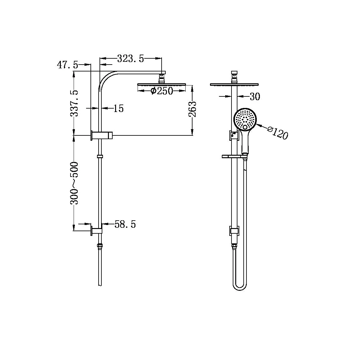 Nero Bianca Twin Shower - Brushed Nickel - Image 2