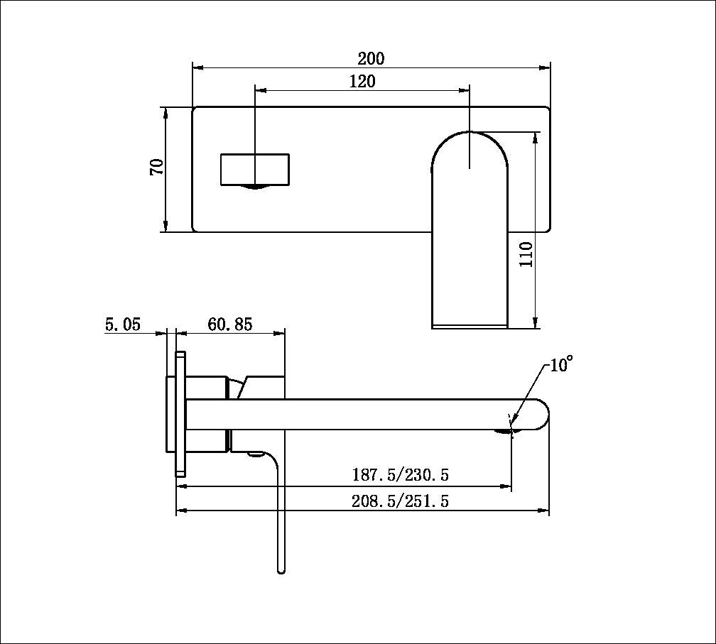Nero Bianca Wall Basin/Bath Mixer (Trim Kit Only) - Chrome - Image 2
