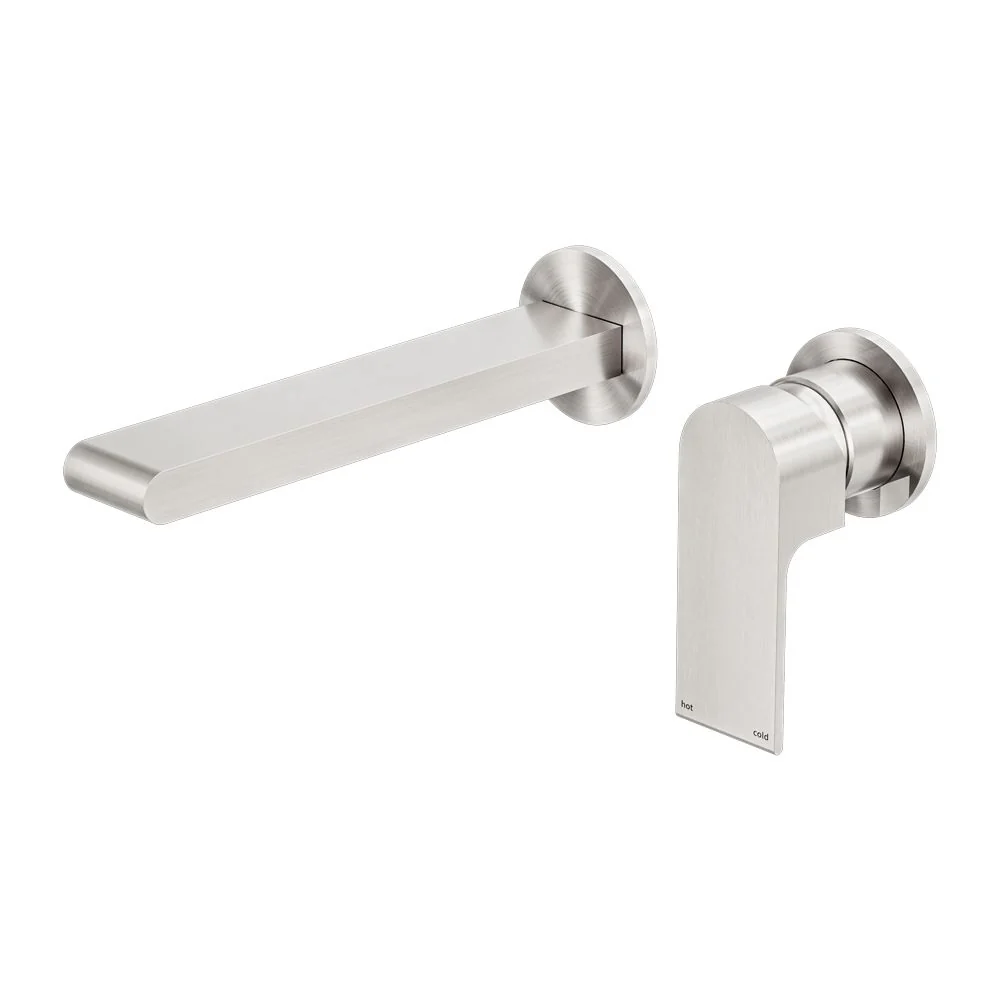 Nero Bianca Wall Basin/Bath Mixer Separate Back Plate - Brushed Nickel