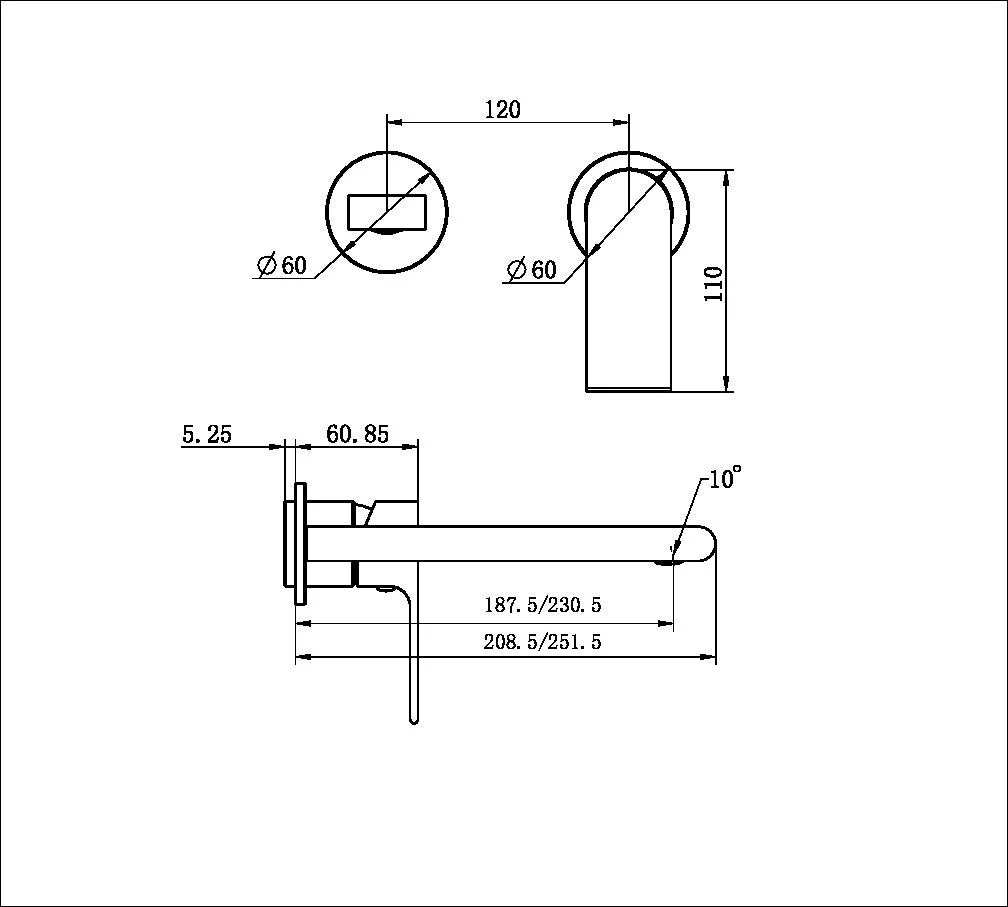Nero Bianca Wall Basin/Bath Mixer Separate Back Plate (Trim Kit Only) - Black Matte - Image 2