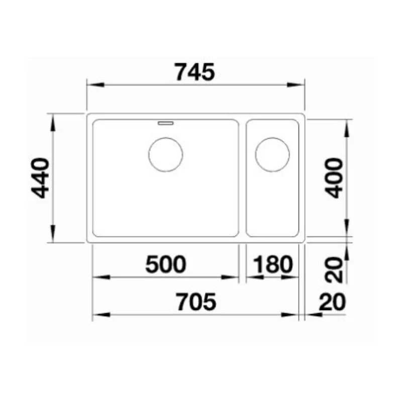 Blanco ANDANO 500/180-U 1 & ¼ Bowl Undermount Sink - Image 2
