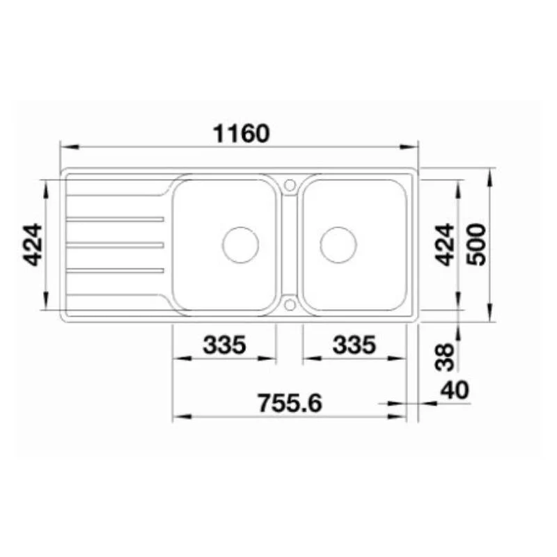 Blanco LEMIS 8 S-IF Double Bowl Inset/Flushmount Sink with Drainer - Left Hand Bowl - Image 2