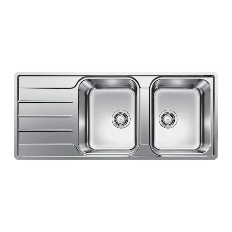 Blanco LEMIS 8 S-IF Double Bowl Inset/Flushmount Sink with Drainer - Right
