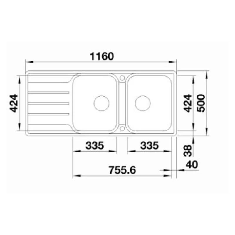 Blanco LEMIS 8 S-IF Double Bowl Inset/Flushmount Sink with Drainer - Right - Image 2
