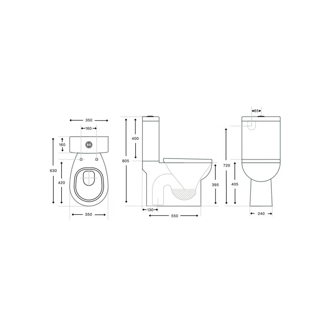 Linsol Botany Close Couple Toilet Suite  - Chrome - Image 2