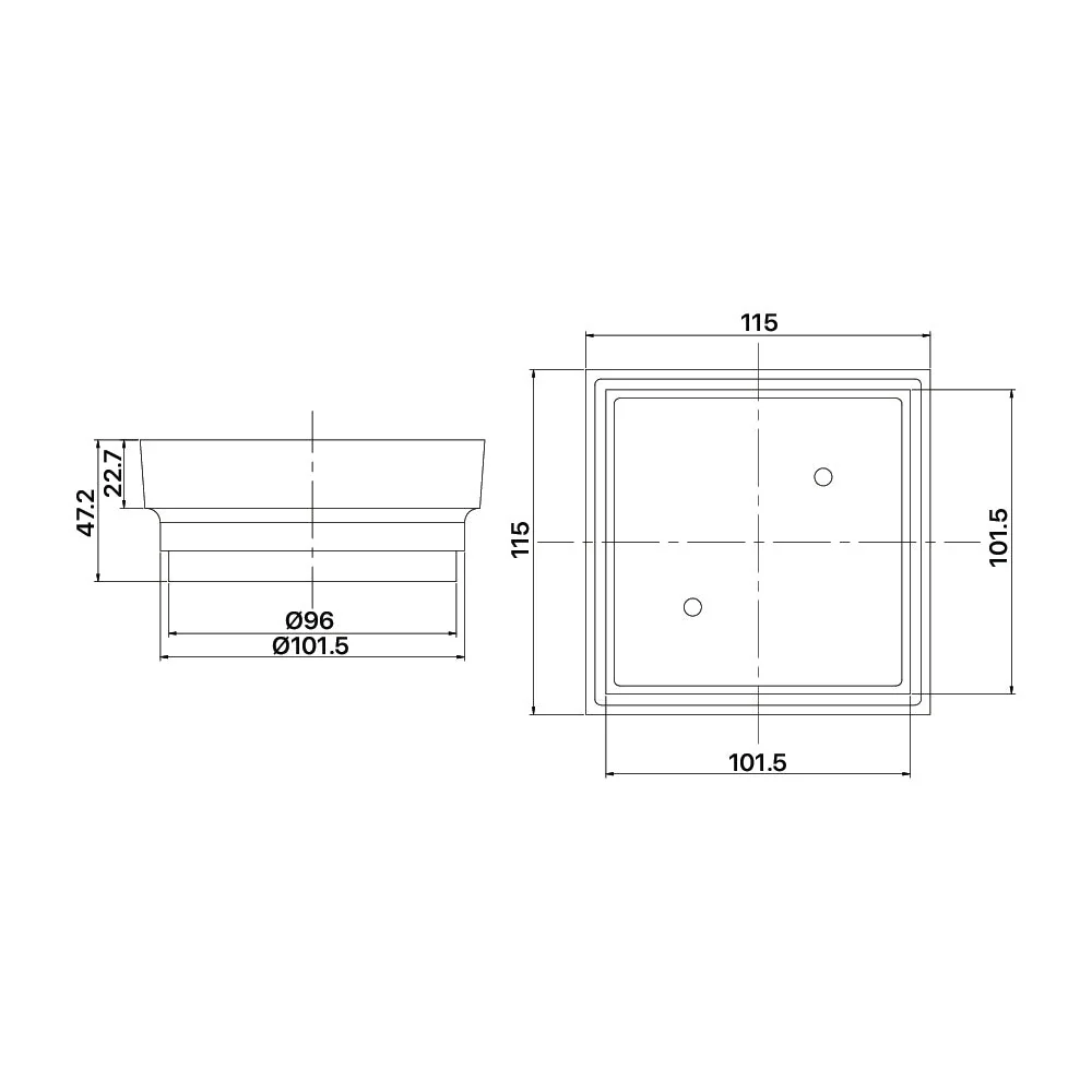 Mixx Brass Tile Grate Square 100mm - Matt Black - Image 2
