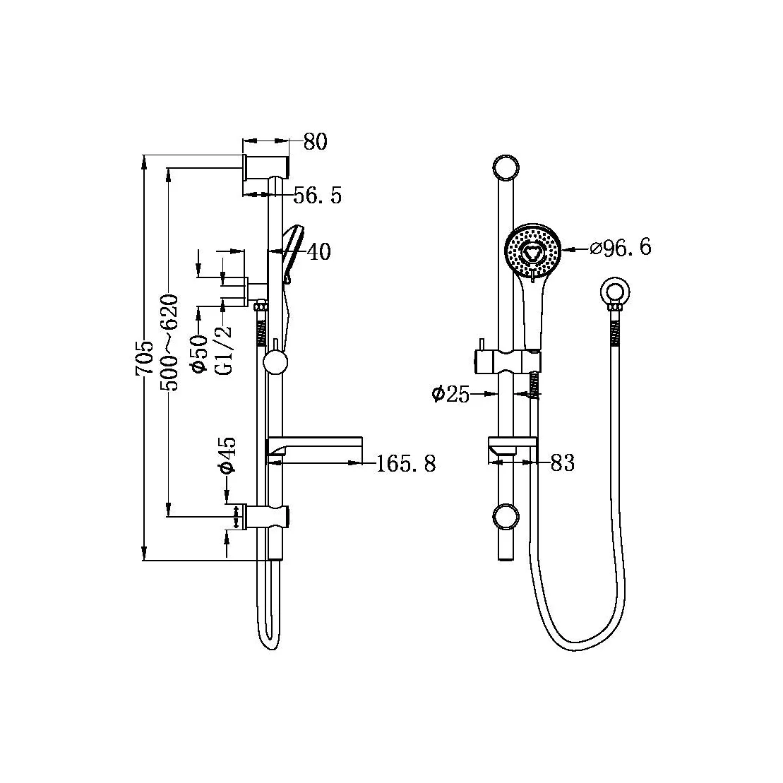 Nero Builder Budget Shower Rail - Chrome - Image 2
