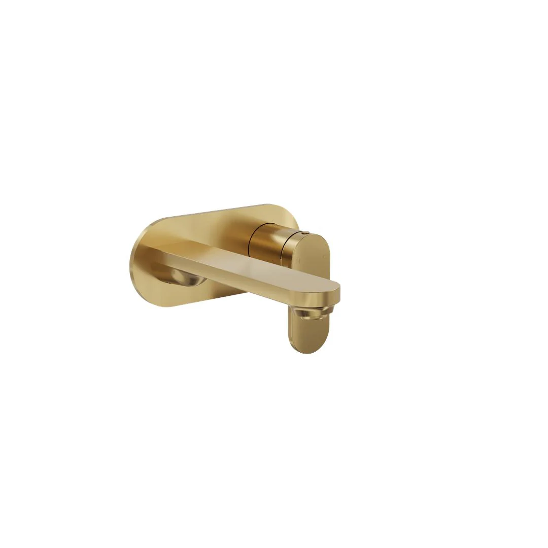 Linsol Capo 1-Plate Wall Basin or Bath Mixer - Brushed Brass - Image 3