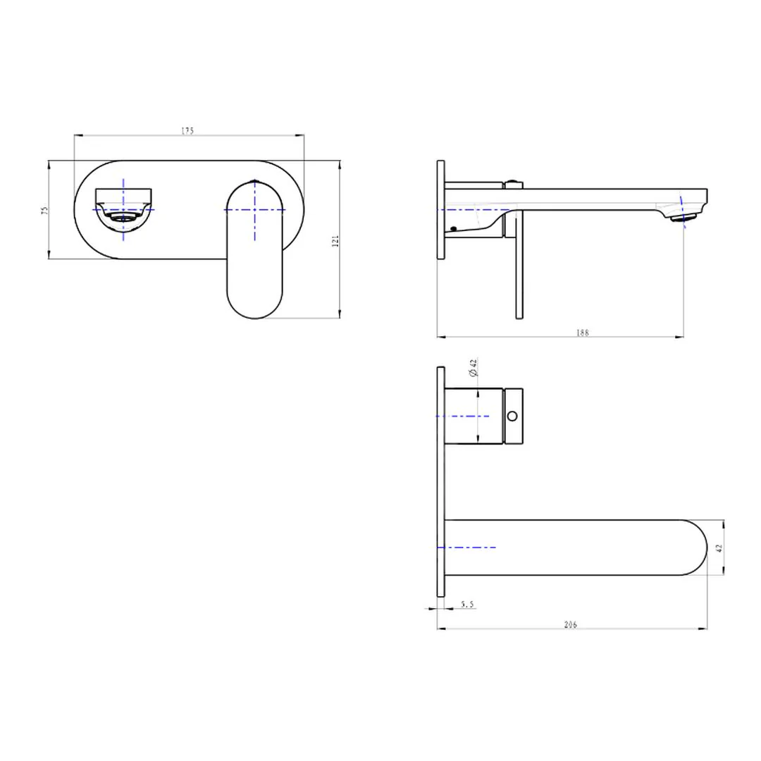 Linsol Capo 1-Plate Wall Basin or Bath Mixer Trim Kit - Chrome - Image 2
