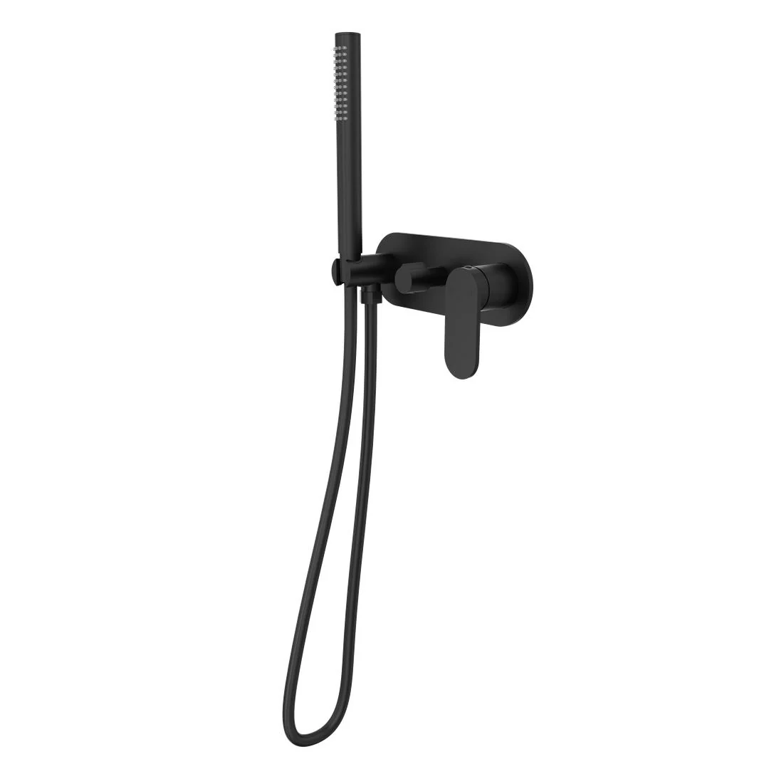Linsol Capo 1-Plate Wall Mixer with Hand Shower Trim Kit - Matte Black