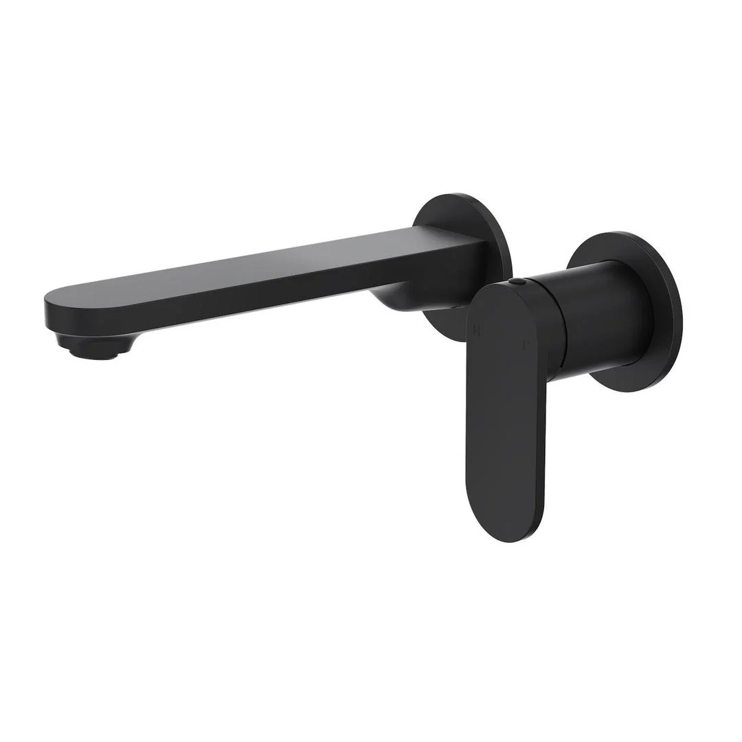 Linsol Capo 2-Plate Wall Basin or Bath Mixer - Matte Black