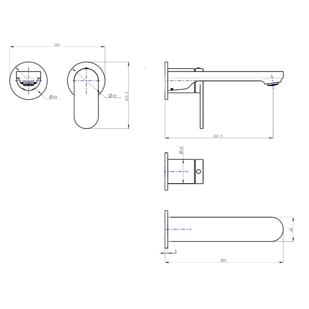 Linsol Capo 2-Plate Wall Basin or Bath Mixer Trim Kit - Gunmetal - Image 3