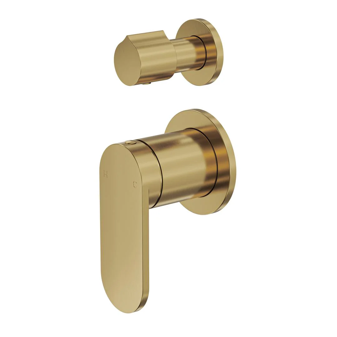 Linsol Capo 2-Plate Wall Mixer with Divertor - Brushed Brass