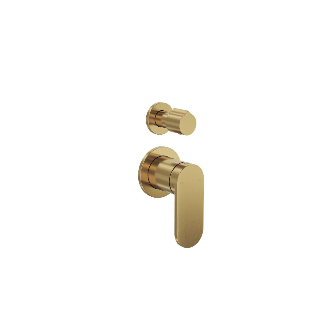 Linsol Capo 2-Plate Wall Mixer with Divertor Trim Kit - Brushed Brass - Image 2