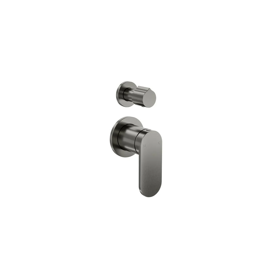 Linsol Capo 2-Plate Wall Mixer with Divertor Trim Kit - Gunmetal - Image 2
